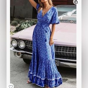 Blue floral maxi dress